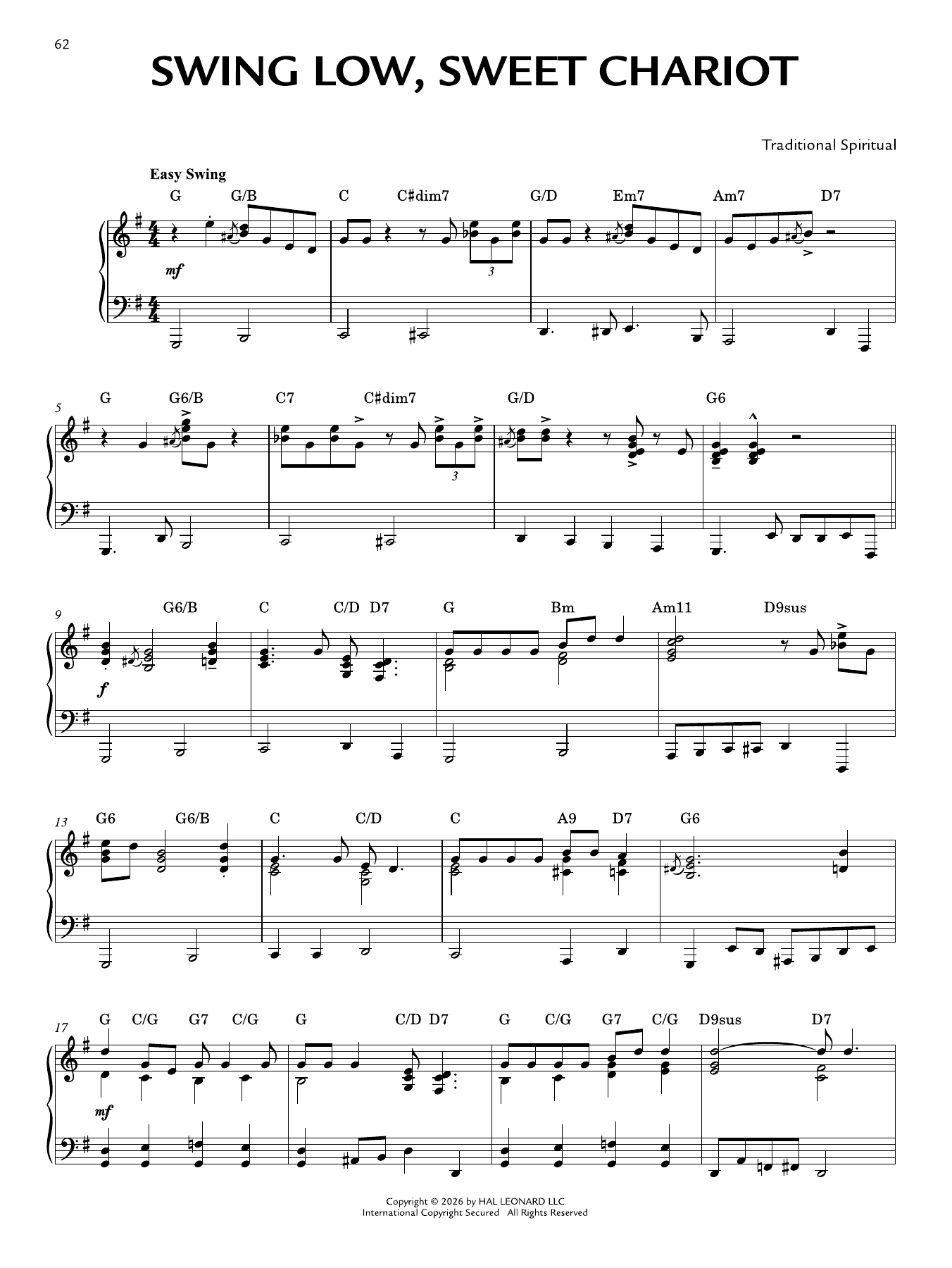 Produktgalerie: Seite 1 von 1 Swing Low, Sweet Chariot [Jazz version] (arr. Brent Edstrom), Traditional Spiritual, Klavier