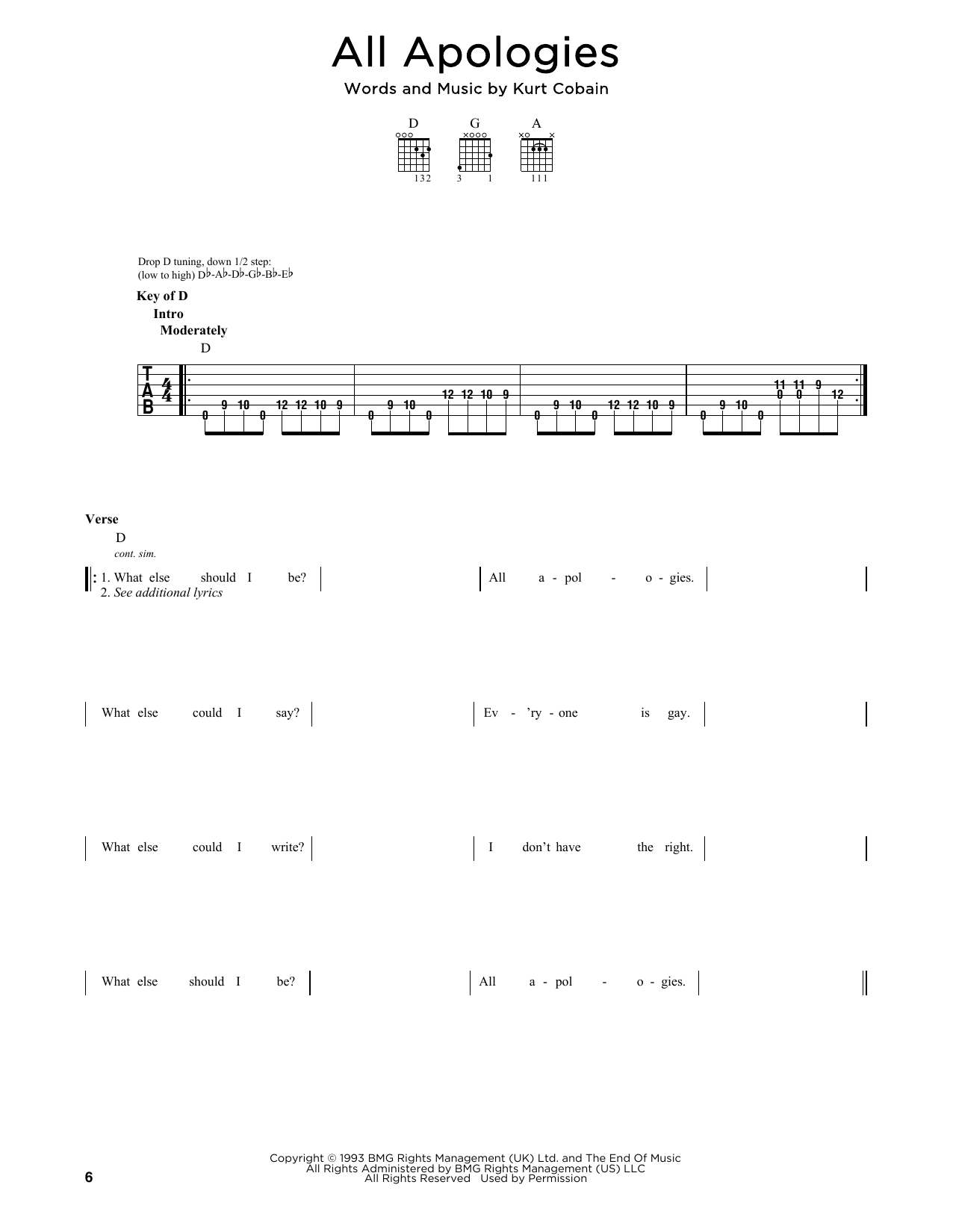 Produktgalerie: Seite 1 von 1 All Apologies, Nirvana, Gitarre