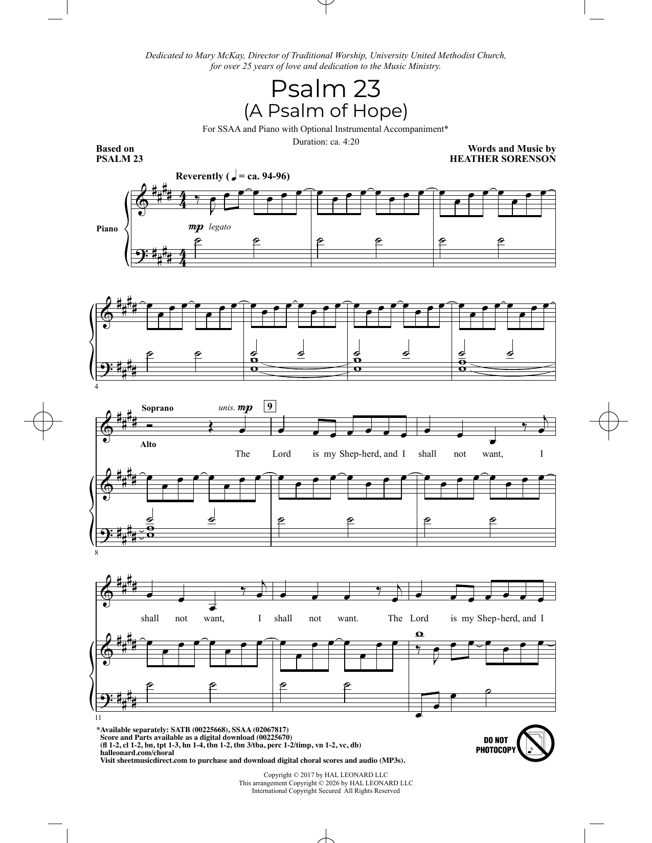 Produktgalerie: Seite 1 von 1 Psalm 23 (A Psalm Of Hope), Heather Sorenson, Chor