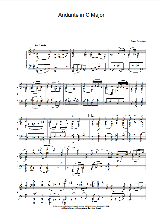 Product gallery: Page 1 of 1 Andante in C Major, Franz Schubert