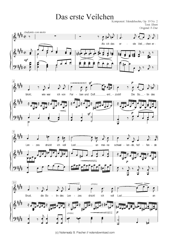 Product picture to: Das erste Veilchen  Mendelssohn, Op. 19 No. 2