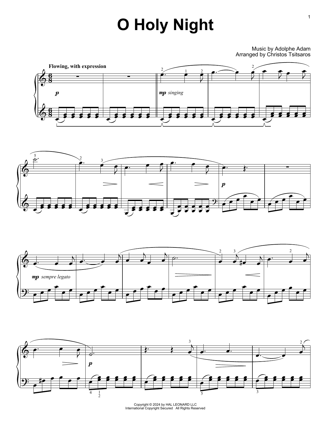 Produktgalerie: Seite 1 von 1 O Holy Night (arr. Christos Tsitsaros), Adolphe Adam, Klavier
