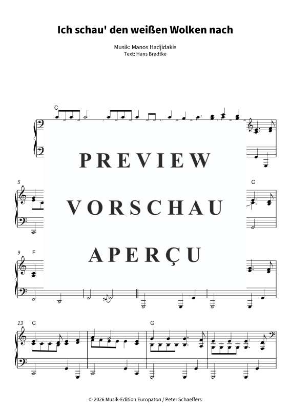 Produktgalerie: Seite 5 von 6 Ich schau´ den weißen Wolken nach, , Klavier Solo