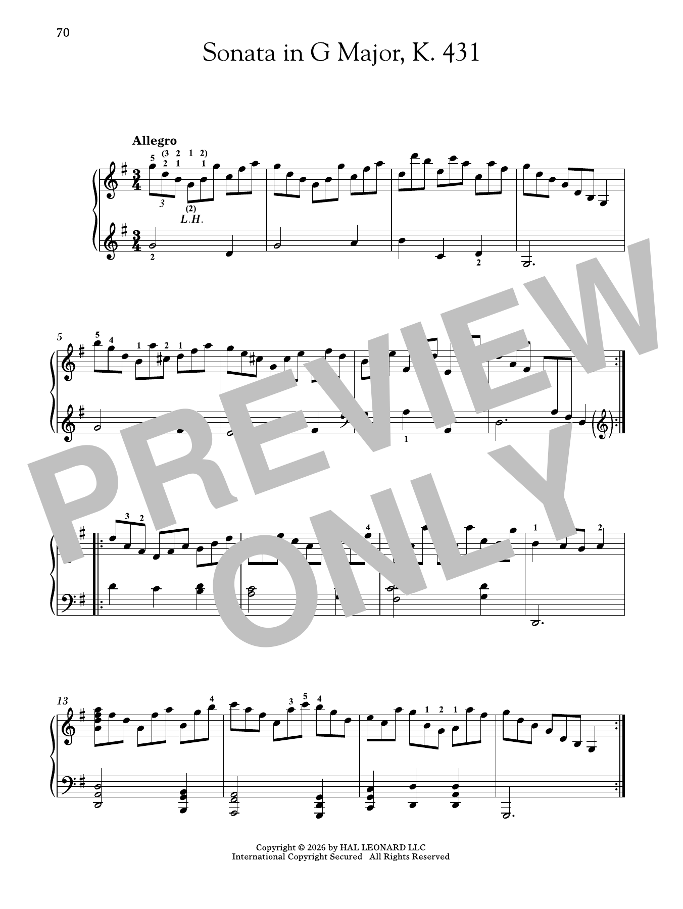 Produktgalerie: Seite 1 von 1 Sonata In G Major, K. 431, Domenico Scarlatti, Klavier