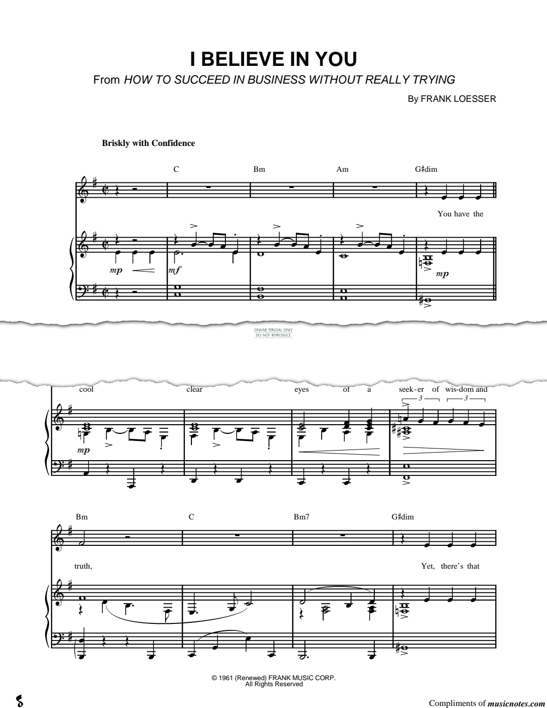 Produktgalerie: Seite 1 von 1 I Believe In You, Frank Loesser, Gesang, Gitarre, Klavier