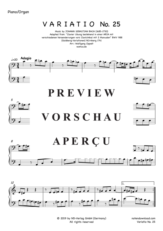Produktgalerie: Seite 8 von 9 Variatio Nr. 25 (Goldberg-Variationen) , ,  (Englischhorn + Klavier/Orgel)