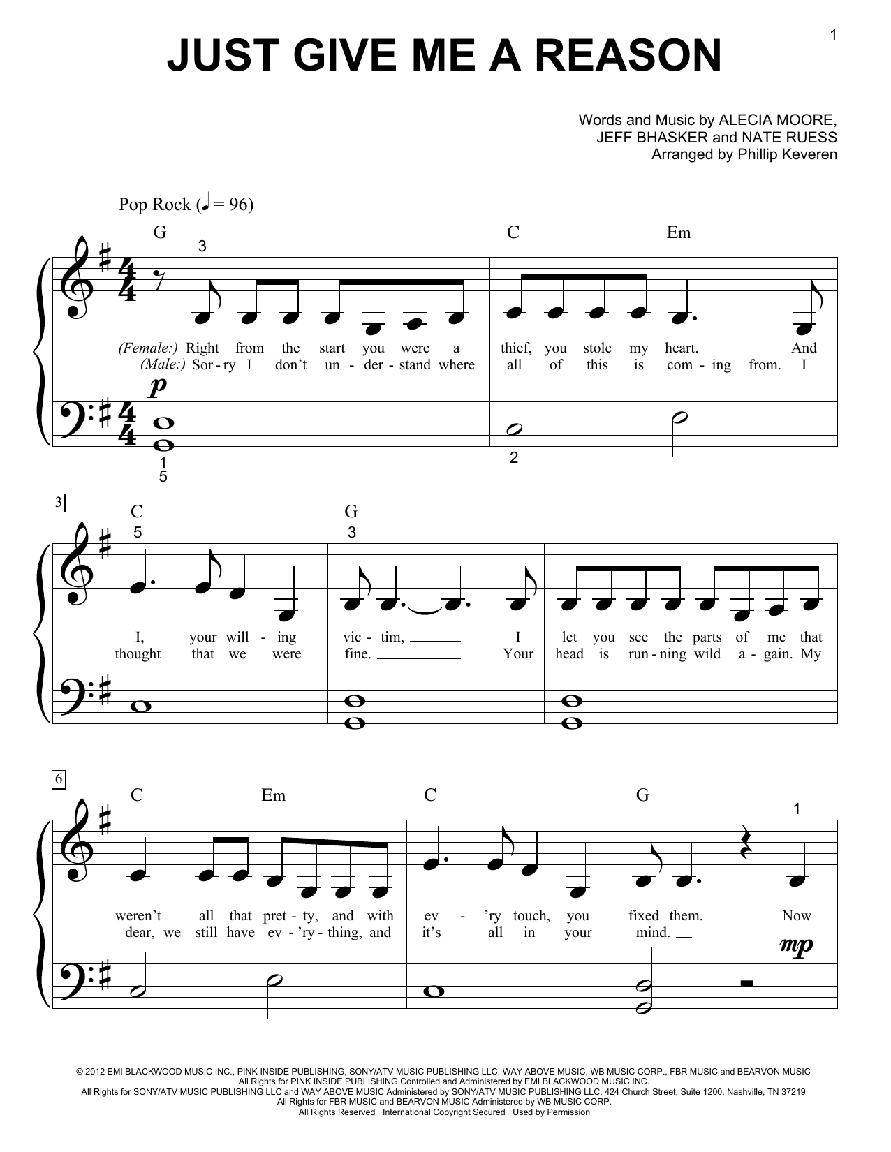 Produktbild zu: Just Give Me A Reason (arr. Phillip Keveren)