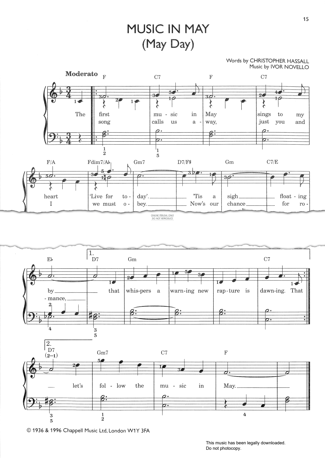 Produktbild zu: Music In May (from 'Careless Rapture')