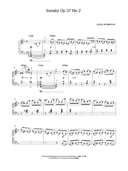Product gallery: Page 1 of 1 Sonata Op 31 No 2, Ludwig Van Beethoven