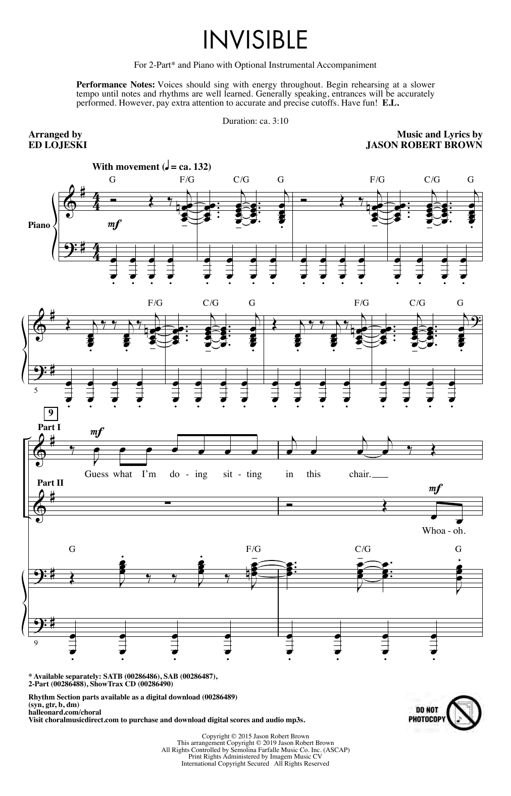 Produktbild zu: Invisible (arr. Ed Lojeski)