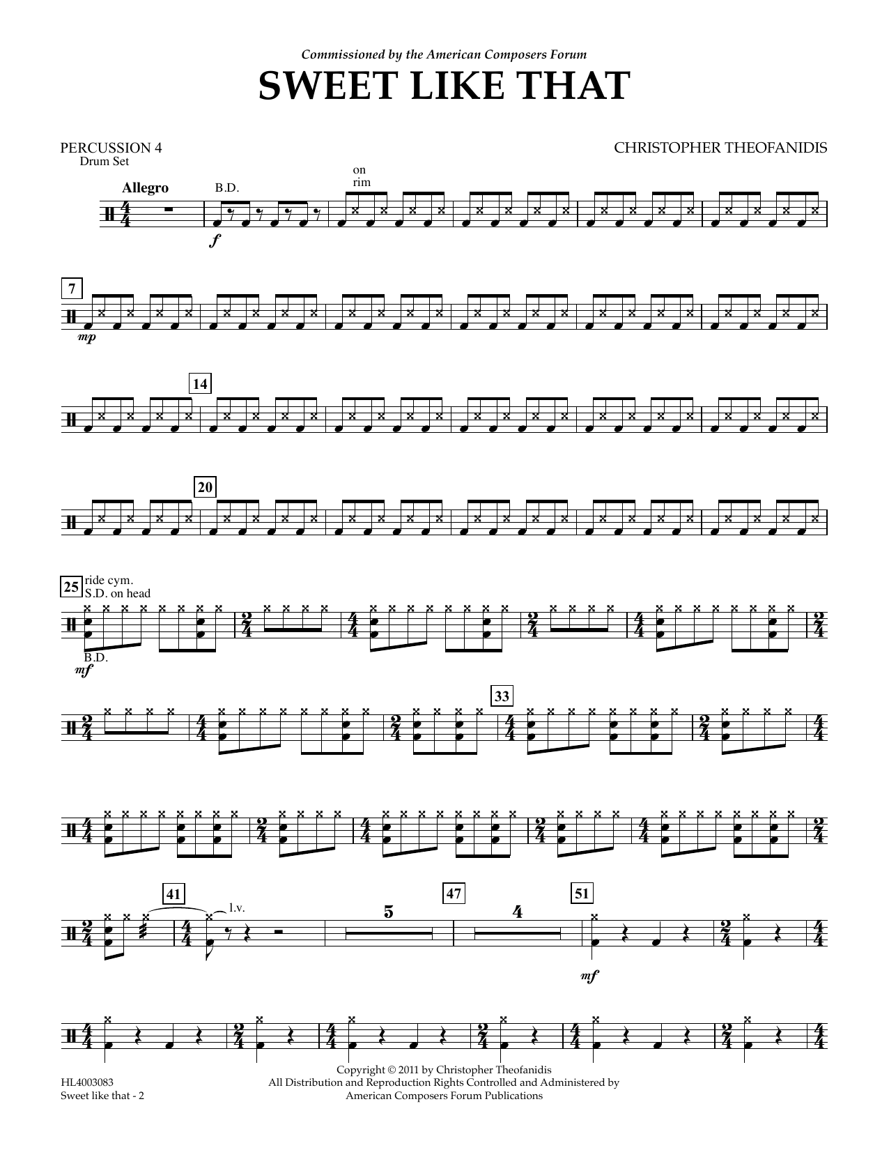 Produktgalerie: Seite 1 von 1 Sweet like that - Percussion IV, Christopher Theofanidis, Ensemble