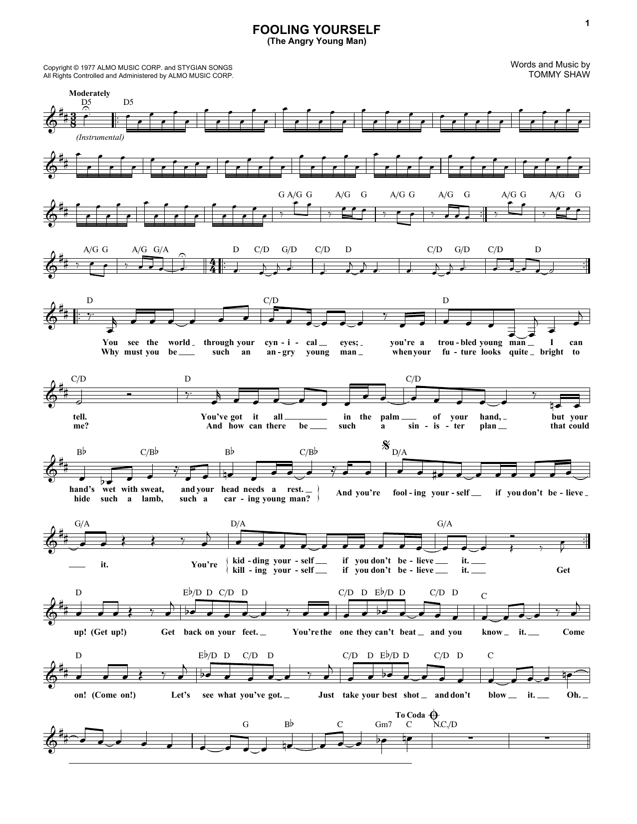 Produktgalerie: Seite 1 von 1 Fooling Yourself (The Angry Young Man), Styx, Melodieinstrument
