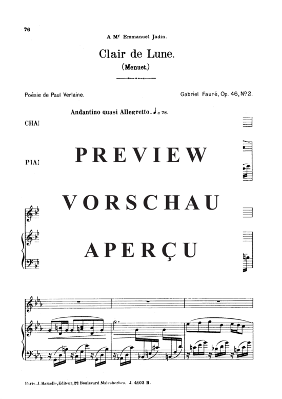 Product gallery: Page 2 of 6 Clair de lune Op.46 No.2, , High Voice and Piano