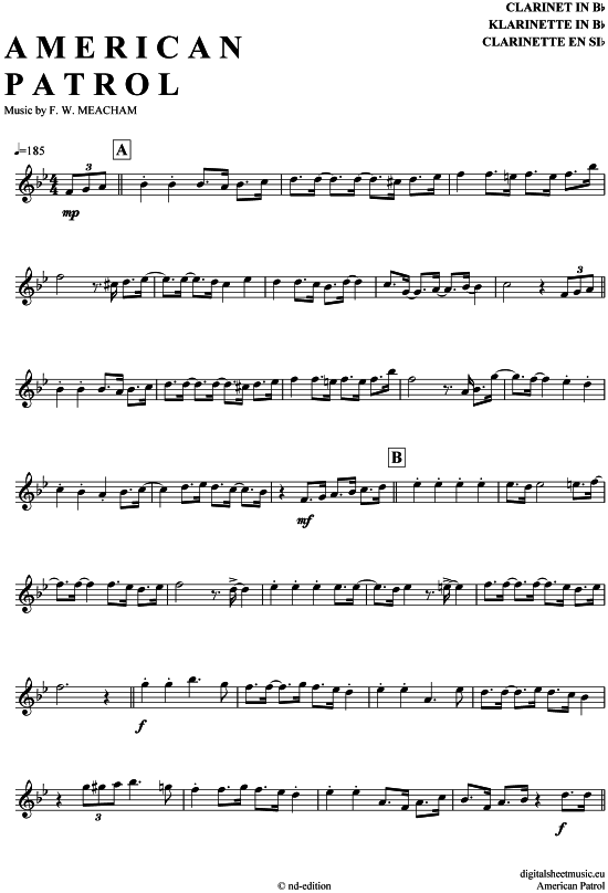 Product gallery: Page 1 of 5 American Patrol , Miller, Glenn, Clarinet in B-flat