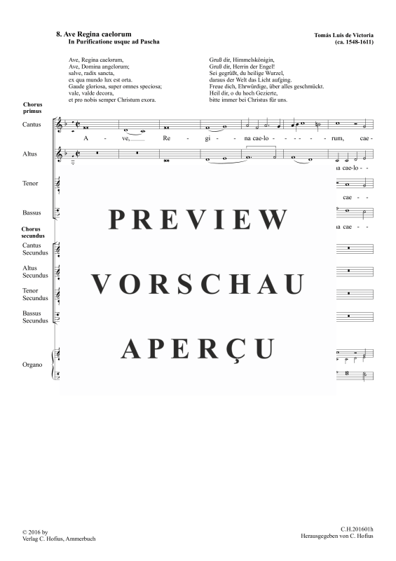 gallery: Ave Regina caelorum, , Gemischter Chor 8-stimmig und BC