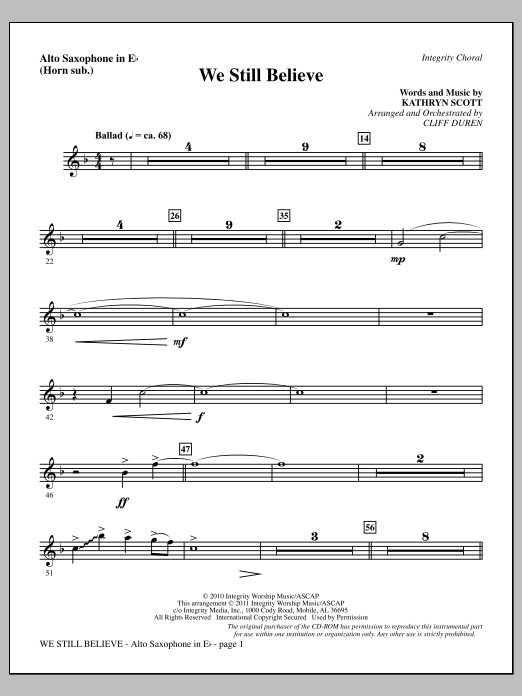 Produktbild zu: We Still Believe - Alto Sax (sub. Horn)