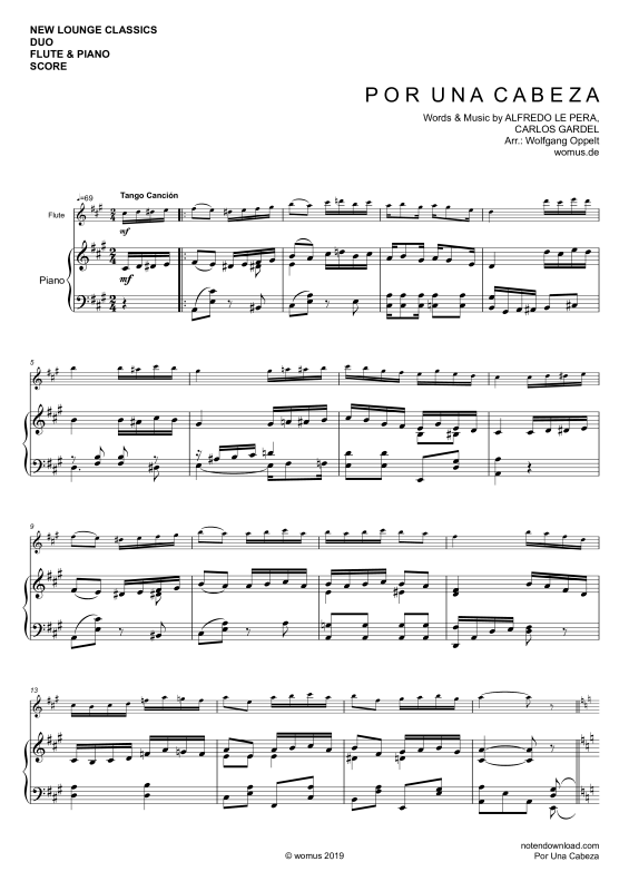 Produktgalerie: Seite 1 von 9 Por Una Cabeza, Gardel, Carlos, Querflöte und Klavier