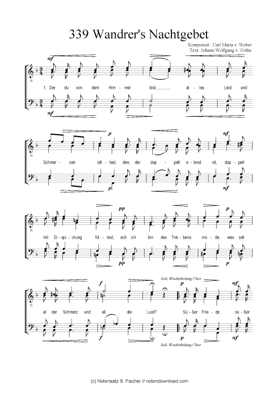 Product picture to: Wandrer's Nachtgebet Komponist.: Carl Maria v. Weber / Johann Wolfgang v. Göthe