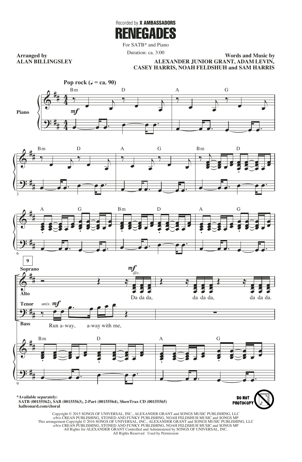 Produktgalerie: Seite 1 von 1 Renegades (arr. Alan Billingsley), X Ambassadors, Chor