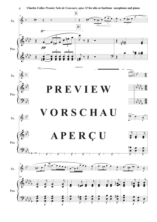 Product gallery: Page 7 of 21 Solo de Concours no. 1 , , (alto or baritone saxophone + piano)