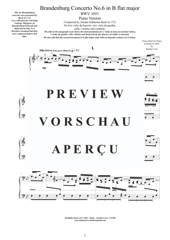 Product gallery: Page 3 of 11 Brandenburg Concerto No. 6 in B flat major BWV 1051, , Solo Piano