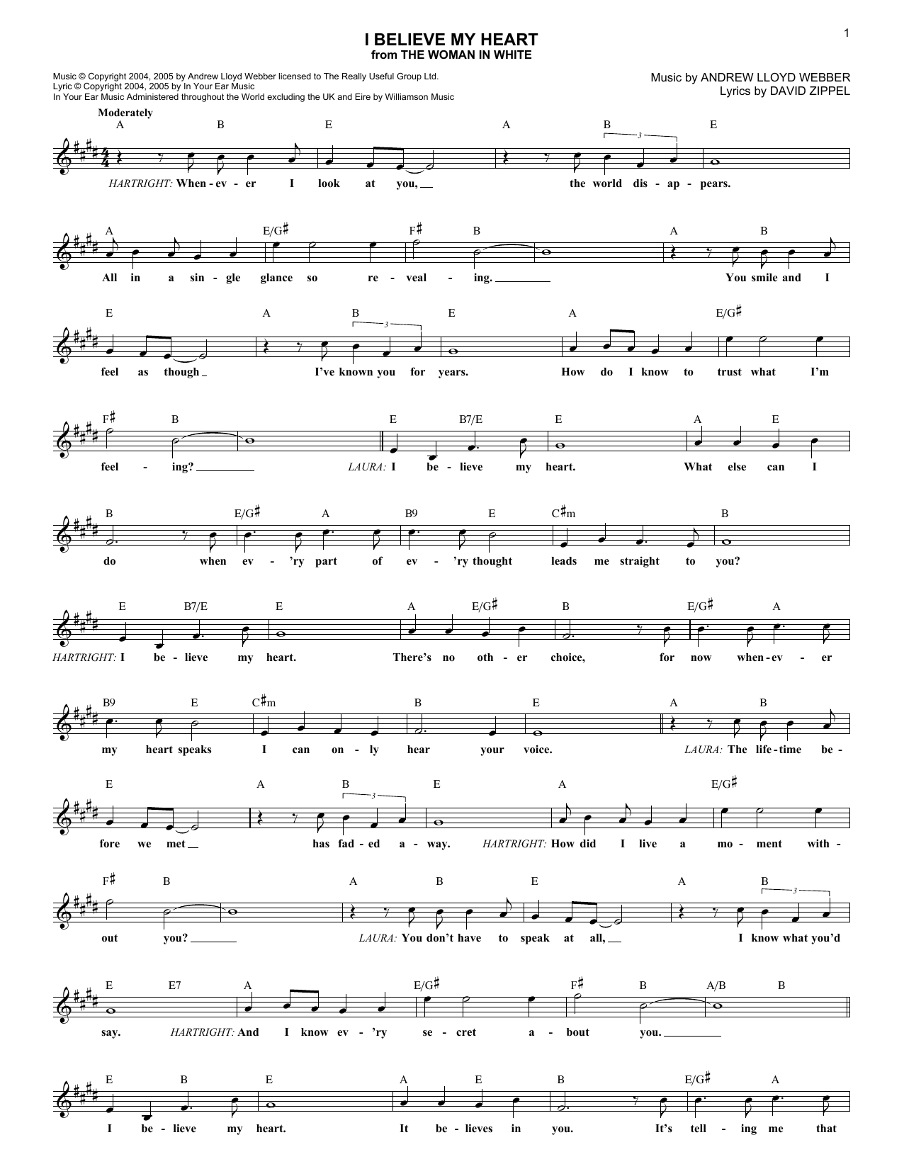 Produktbild zu: I Believe My Heart (from The Woman In White)