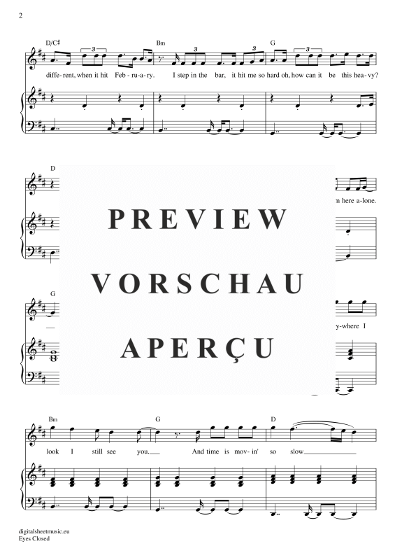 Product gallery: Page 3 of 8 Eyes Closed , Sheeran, Ed, Voice with Piano Accompaniment