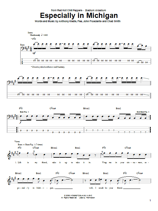 Produktgalerie: Seite 1 von 1 Especially In Michigan, Red Hot Chili Peppers, E-Bass