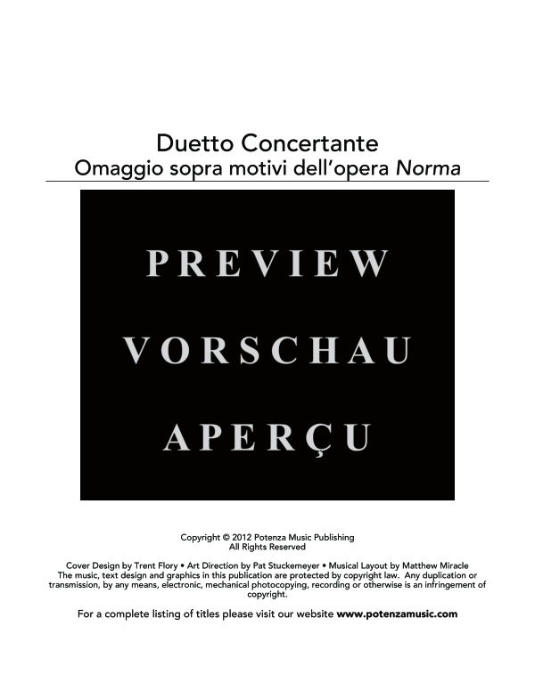 Product gallery: Page 3 of 11 Duetto Concertante: Omaggio sopra motivi dell´opera Norma, , (clarinet in Bb and piano)