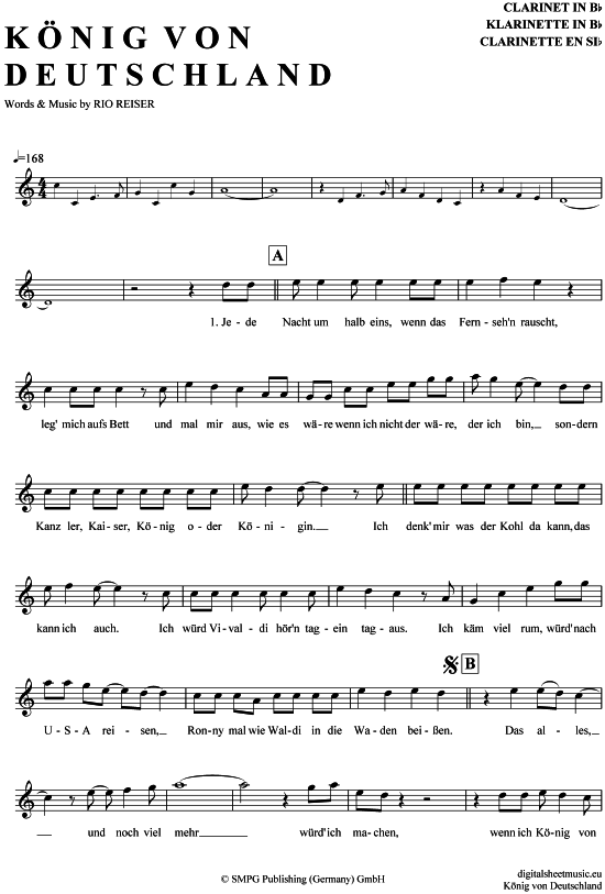 Product gallery: Page 1 of 4 König von Deutschland , Reiser, Rio, Clarinet in B-flat