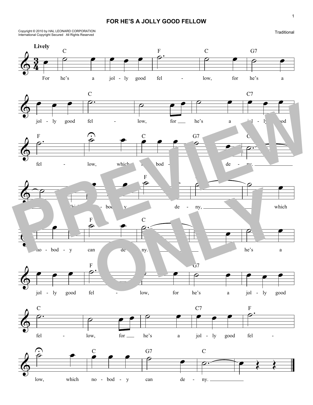 Produktgalerie: Seite 1 von 1 For He's A Jolly Good Fellow, Traditional