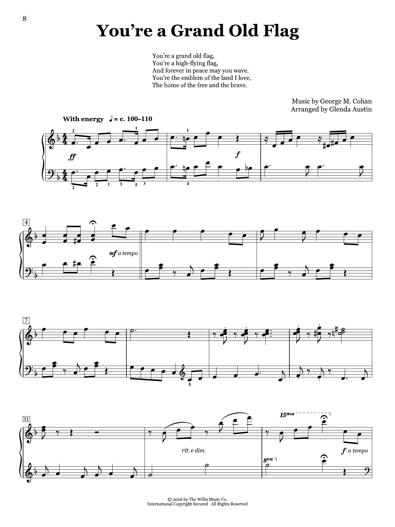 Produktbild zu: You're A Grand Old Flag (arr. Glenda Austin)