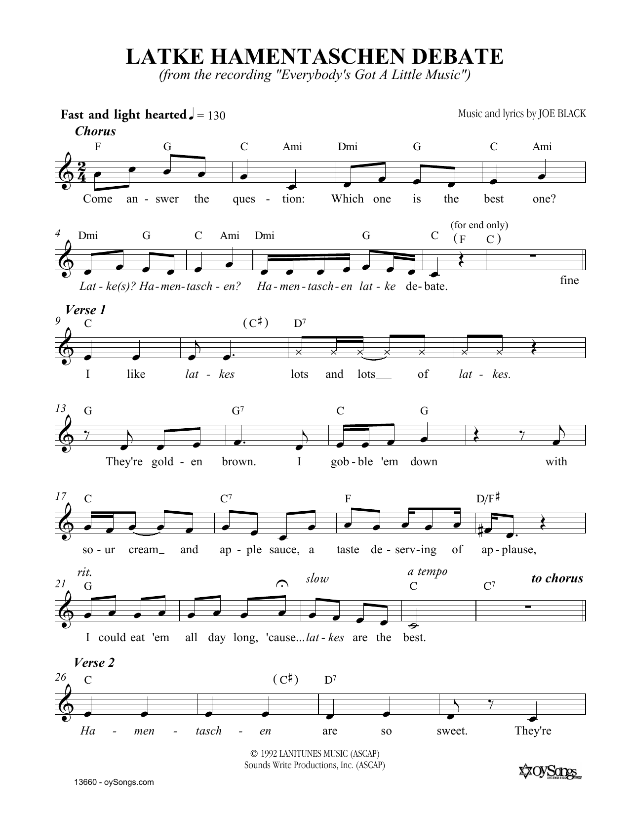 Produktgalerie: Seite 1 von 1 Latke Hamentaschen Debate, Joe Black, Melodieinstrument