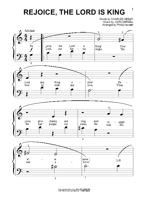 Produktgalerie: Seite 1 von 1 Rejoice, The Lord Is King (arr. Phillip Keveren), Charles Wesley, Klavier