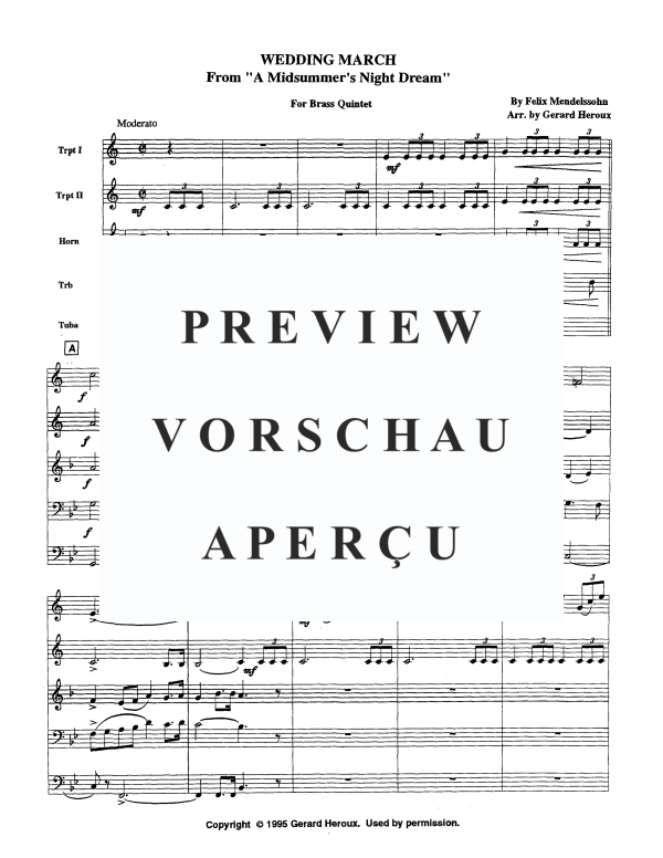Produktgalerie: Seite 3 von 10 Hochzeitsmarsch, , Blechbläser Quintett