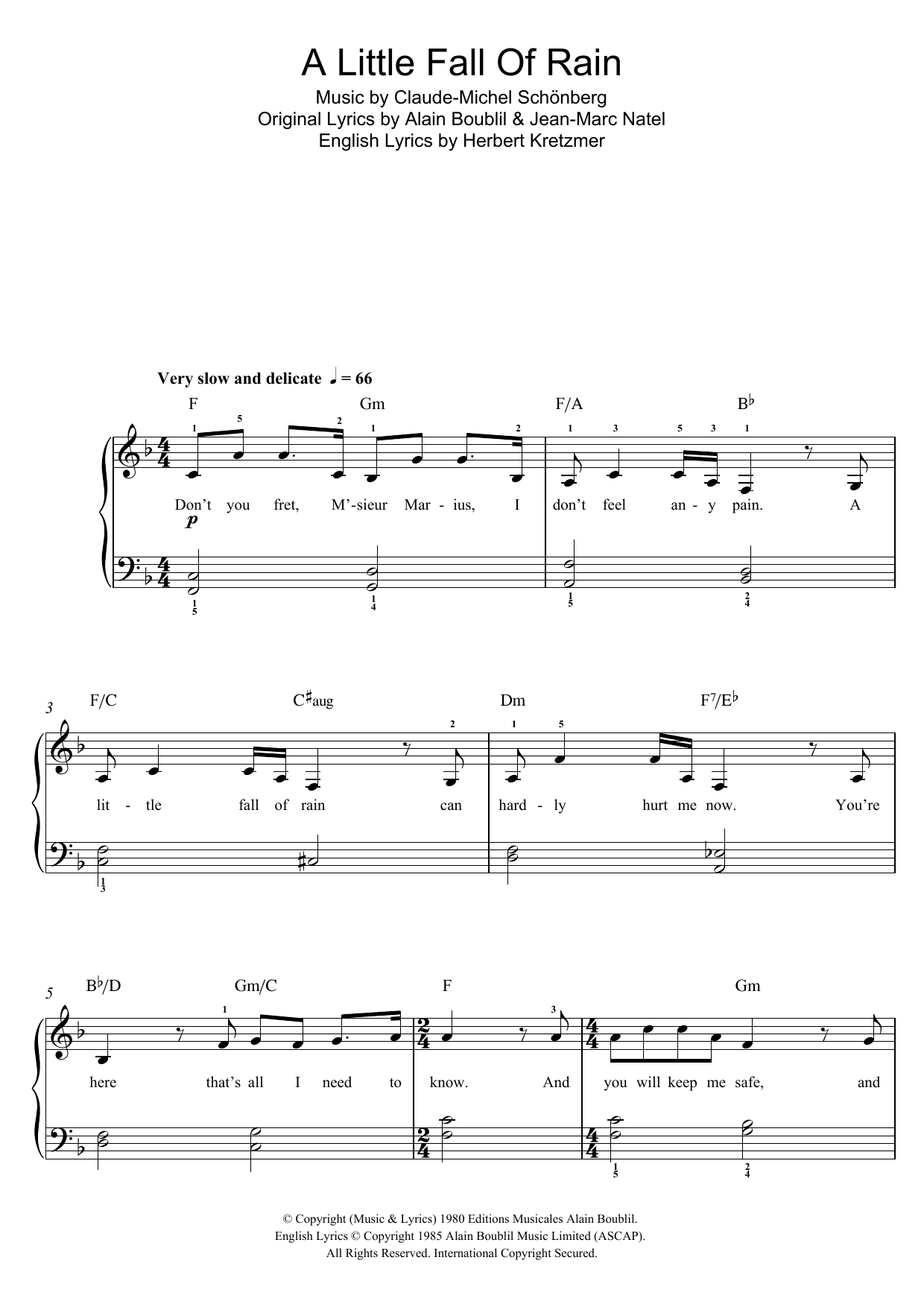 Product picture to: A Little Fall Of Rain (from Les Miserables)