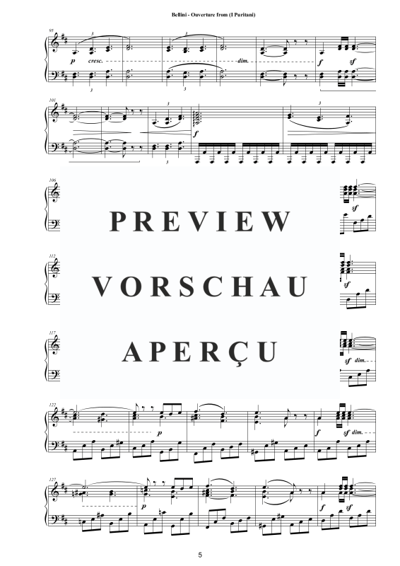 Produktgalerie: Seite 6 von 11 Ouverture from (I Puritani), , Klavier Solo