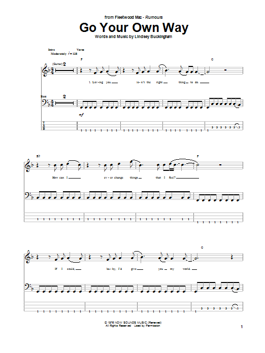 Produktgalerie: Seite 1 von 1 Go Your Own Way, Fleetwood Mac, E-Bass