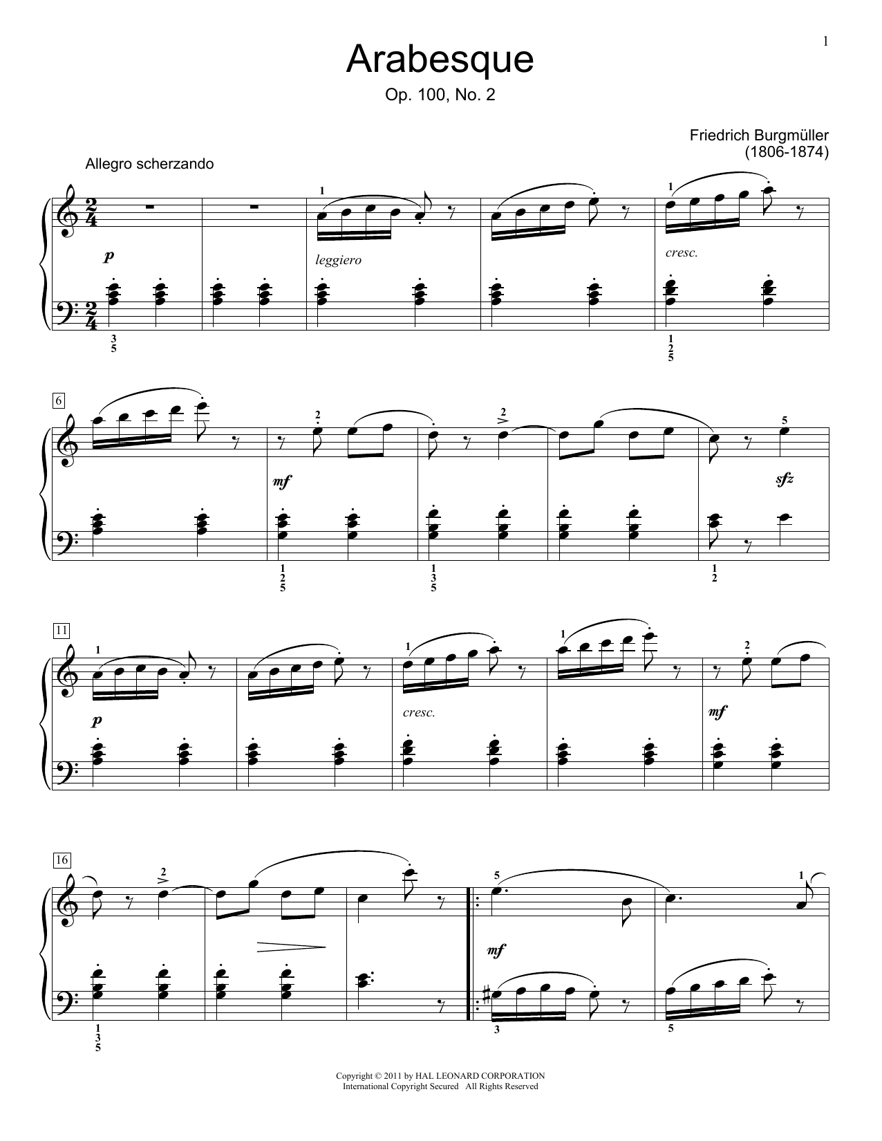 Produktbild zu: Arabesque, Op. 100, No. 2