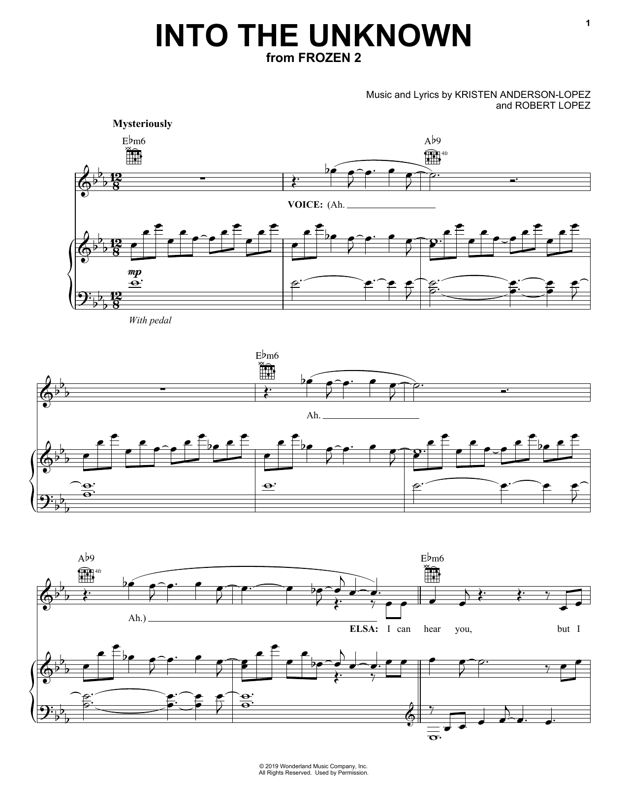 Produktgalerie: Seite 1 von 1 Into The Unknown (from Disney's Frozen 2), Idina Menzel and AURORA, Gesang, Gitarre, Klavier