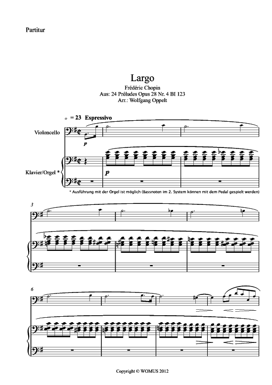 Product picture to: Largo op. 28 Nr. 4 Frederic Chopin (arr. WO)