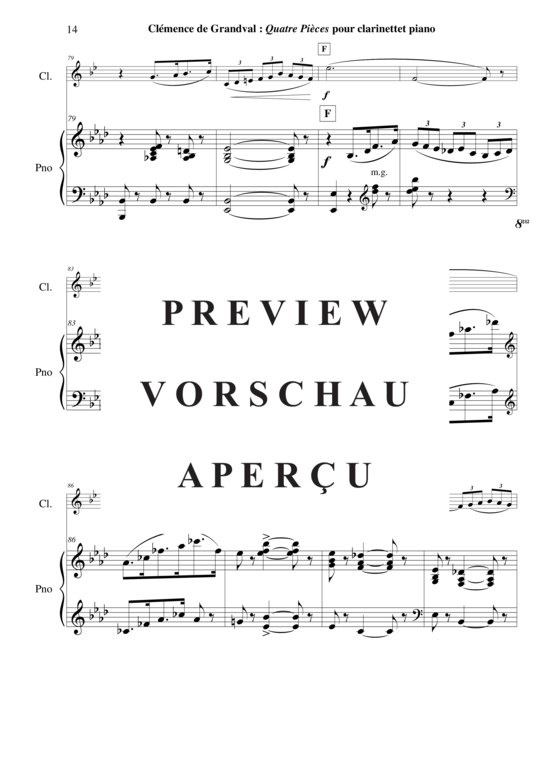 Product gallery: Page 15 of 21 Quatre Pièces , , (clarinet in Bb + piano)