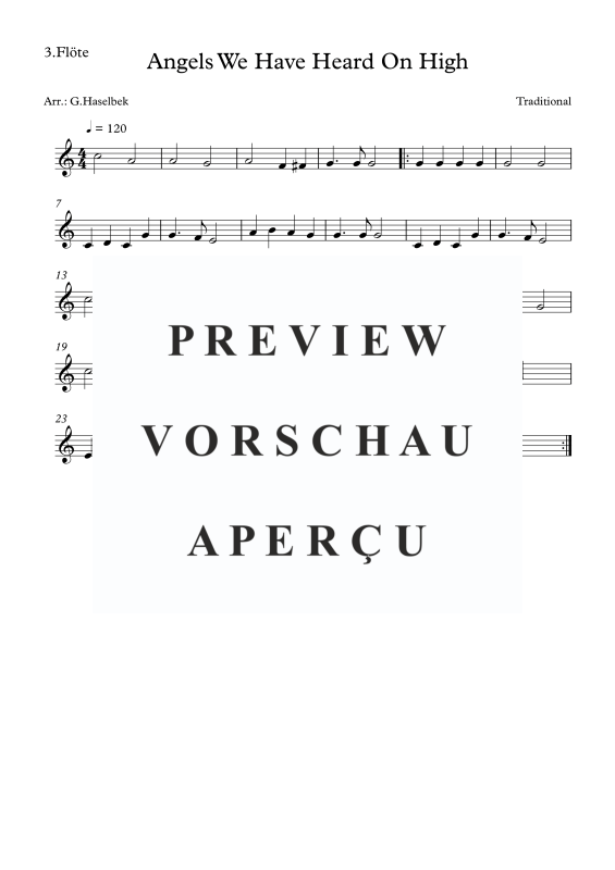 gallery: Angels We Have Heard On High, , Flute Quartet 3x Flute and Bass Flute