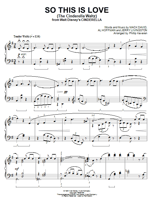 Product gallery: Page 1 of 1 So This Is Love (from Cinderella) [Classical version] (arr. Phillip Keveren), Mack David, Al Hoffman and Jerry Livingston