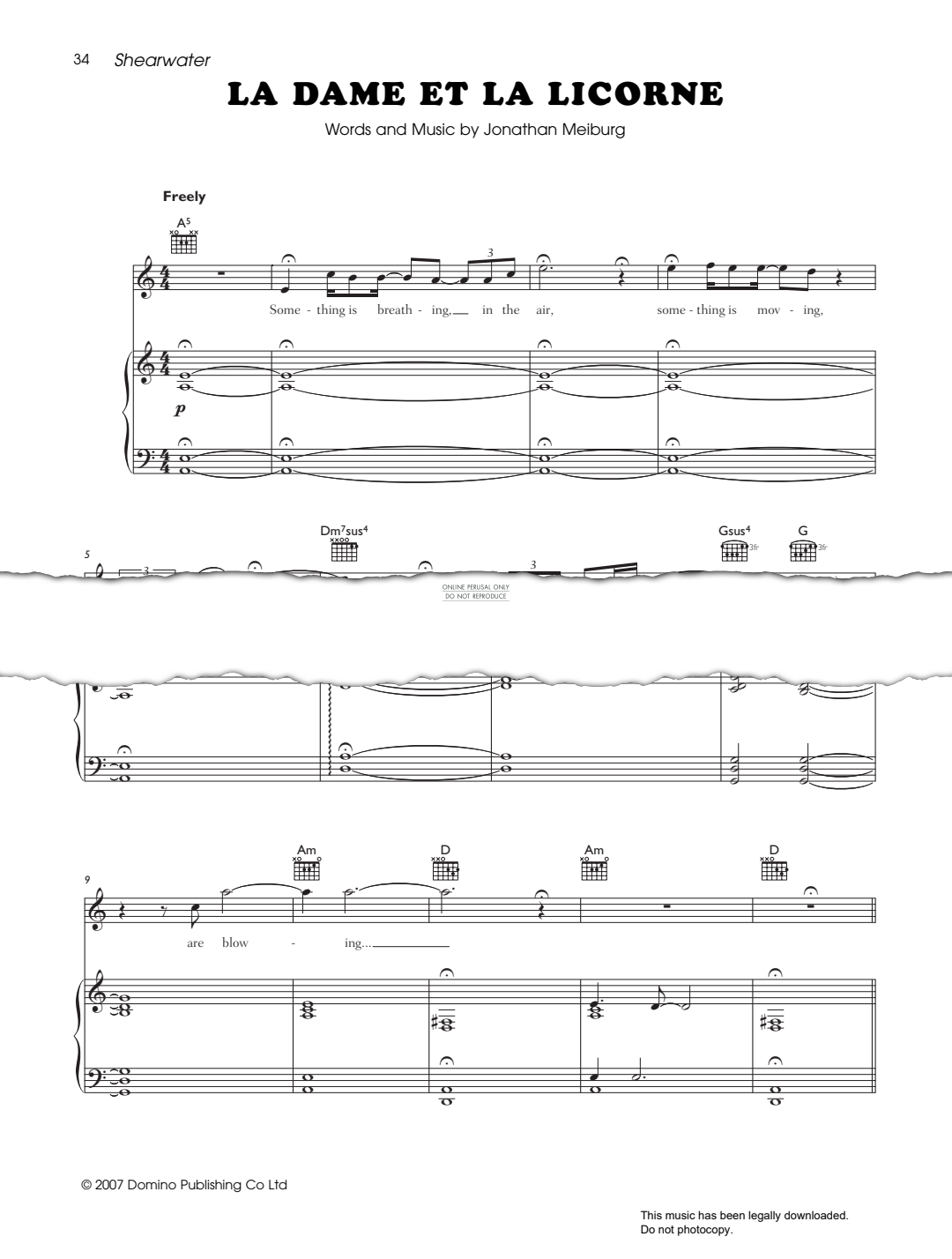Produktgalerie: Seite 1 von 1 La Dame Et La Licorne, Shearwater, Gesang, Gitarre, Klavier