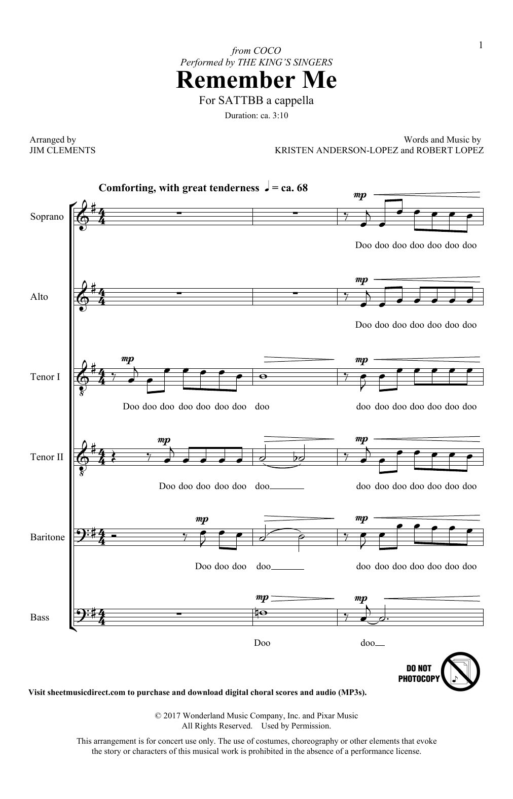 Product picture to: Remember Me (Ernesto de la Cruz) (from Coco) (arr. Jim Clements)