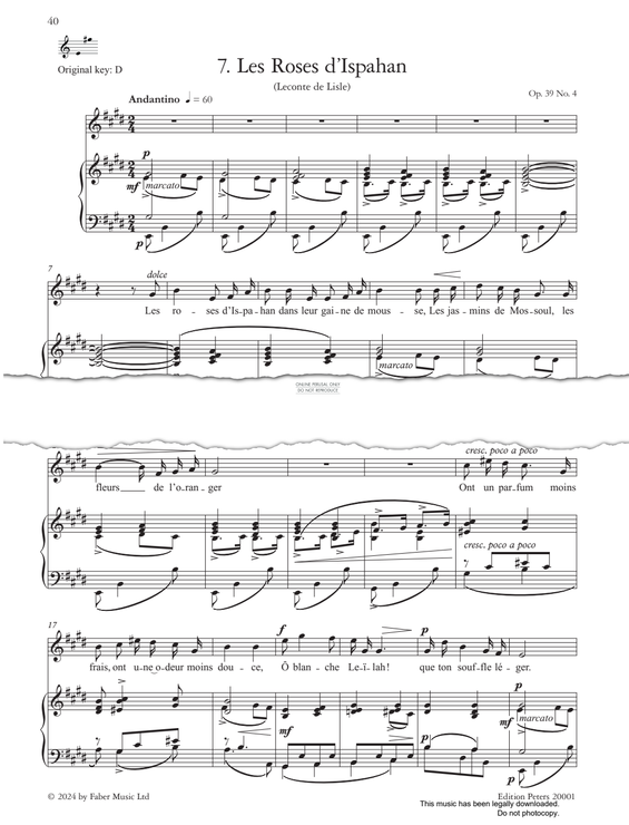 Produktgalerie: Seite 1 von 1 Les Roses d’Ispahan Op.39, No.4, Gabriel Fauré, Gesang, Klavier