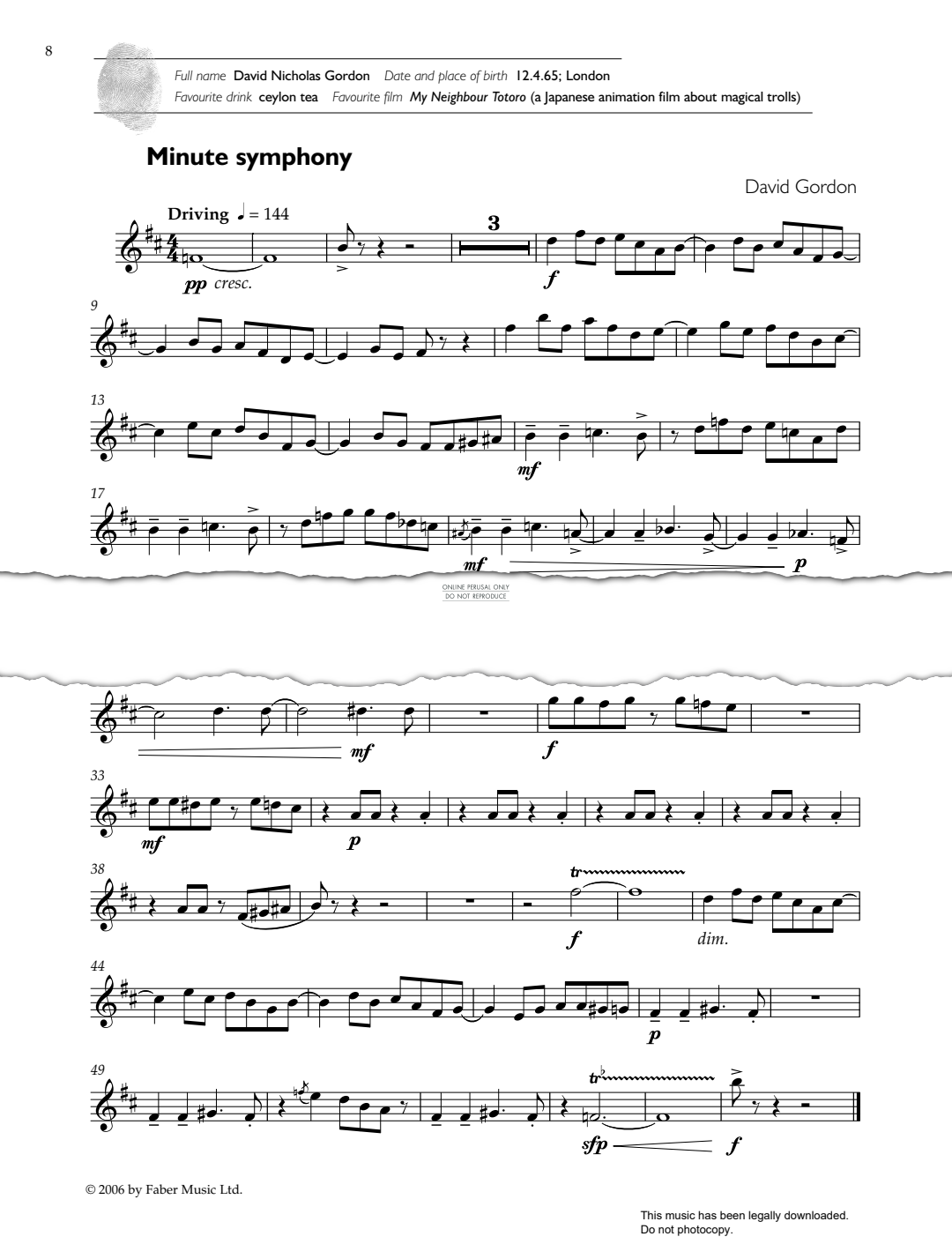 Product gallery: Page 1 of 1 Minute Symphony, David Gordon