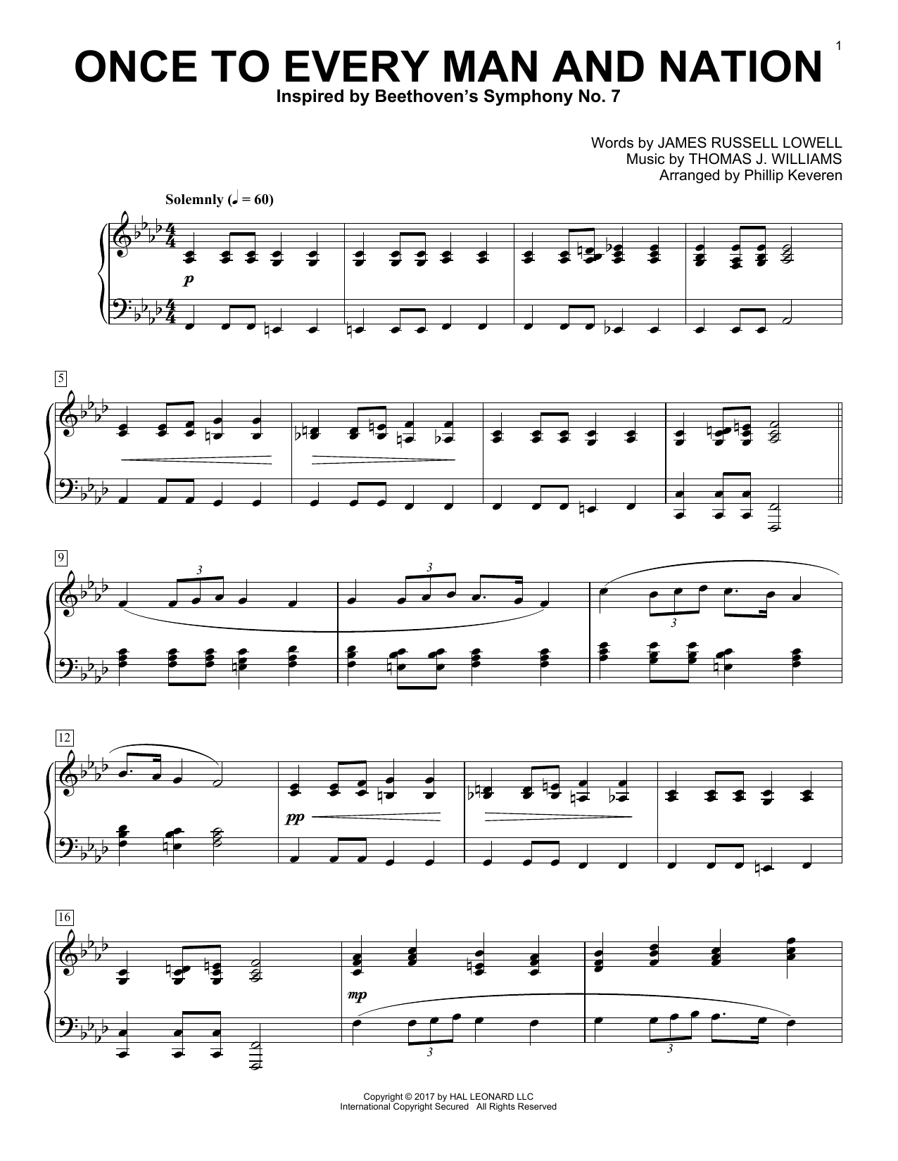 Product gallery: Page 1 of 1 Once To Every Man And Nation (arr. Phillip Keveren), James Russell Lowell