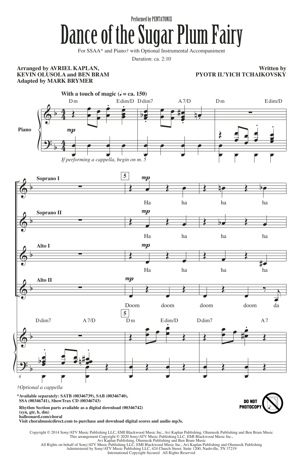 Produktgalerie: Seite 1 von 1 Dance Of The Sugar Plum Fairy (arr. Mark Brymer), Pentatonix, Chor